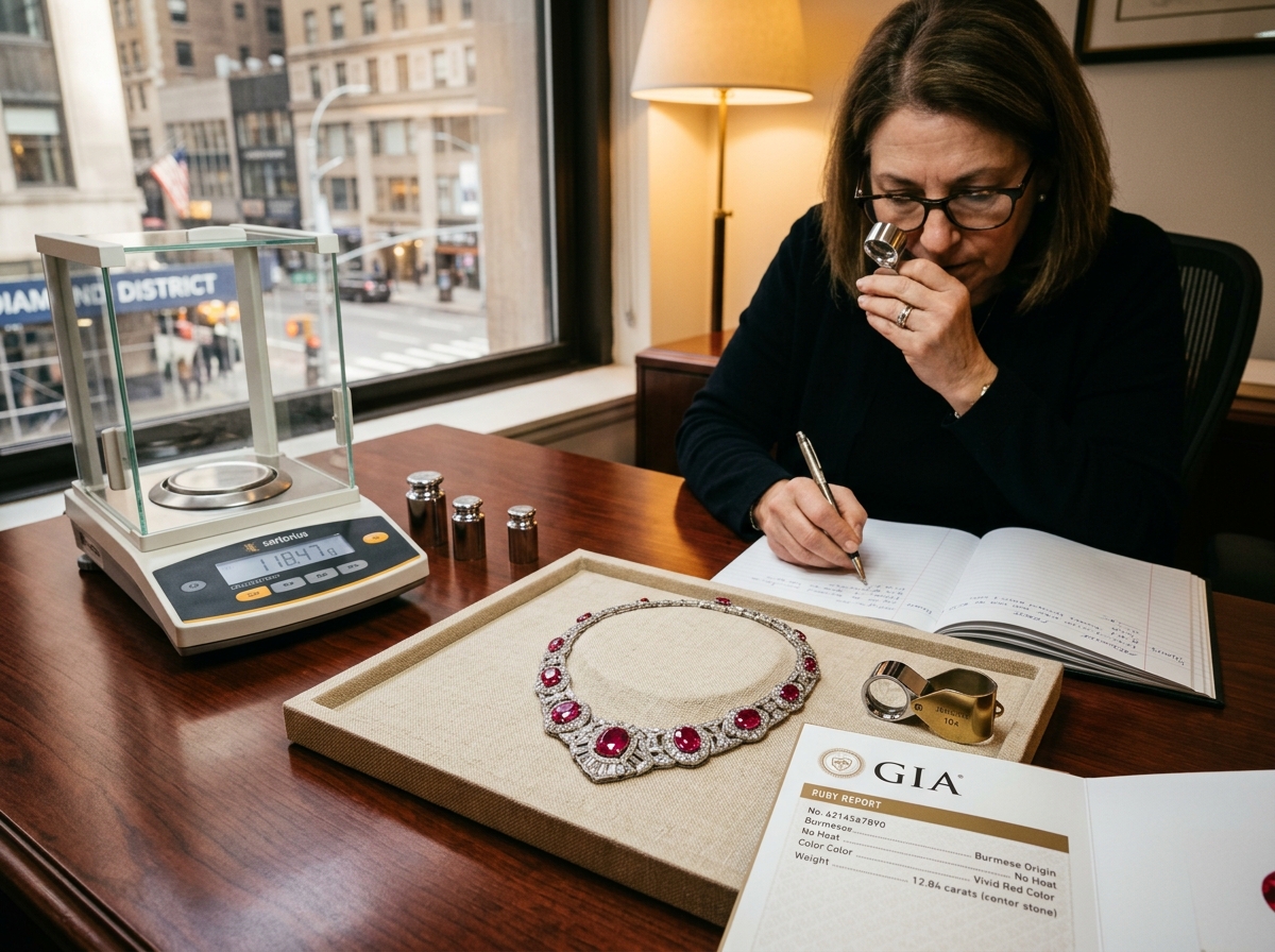 Art Deco Platinum Burmese Ruby Necklace and GIA Origin Appraisal